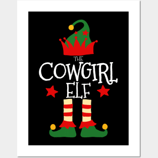 Cowgirl Elf Matching Family Group Christmas Party Pajamas Posters and Art